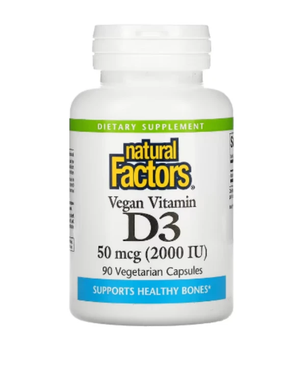 Natural Factors, Vegan Vitamin D3, 50 mcg (2,000 IU), 90 Vegetarian Capsules