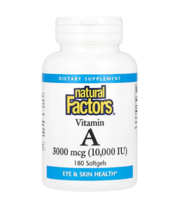 Natural Factors, Vitamin A, 3,000 mcg (10,000 IU), 180 Softgels