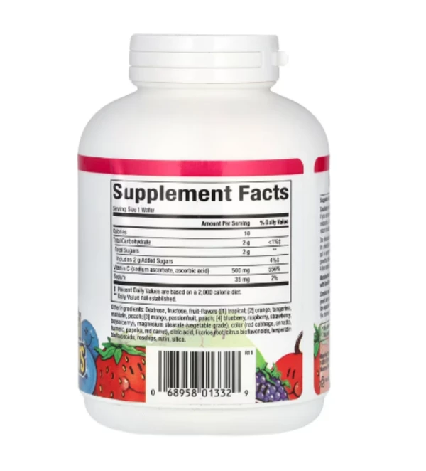 Natural Factors, Vitamin C, Fruit-Flavor Chew, Four Mixed Fruit, 500 mg, 90 Chewable Wafers