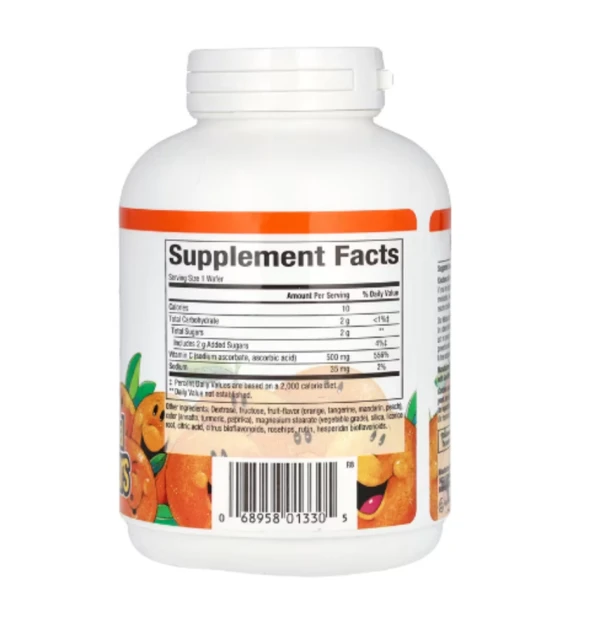 Natural Factors, Vitamin C, Fruit-Flavor Chew, Tangy Orange, 500 mg, 90 Chewable Wafers