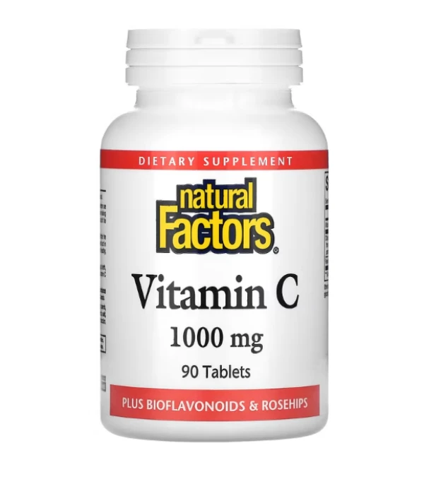 Natural Factors, Vitamin C, Plus Bioflavonoids & Rosehips, 1,000 mg, 90 Tablets