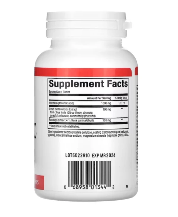 Natural Factors, Vitamin C, Plus Bioflavonoids & Rosehips, 1,000 mg, 90 Tablets