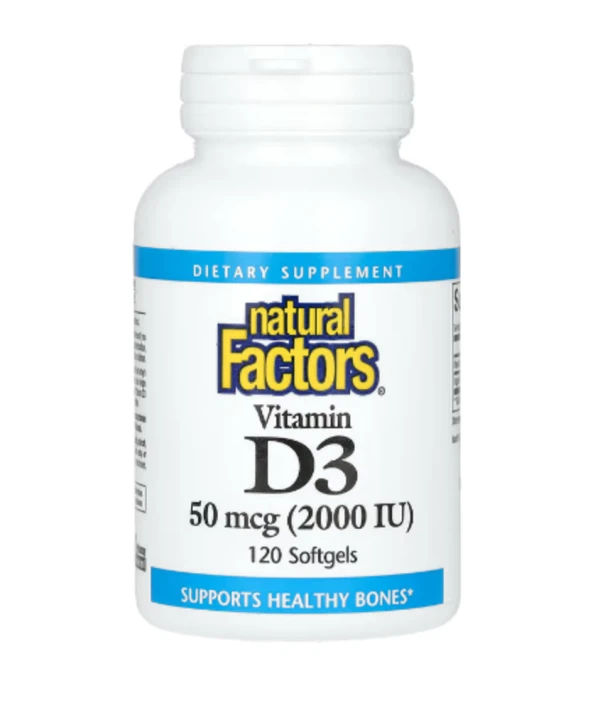 Natural Factors, Vitamin D3, 50 mcg (2,000 IU), 120 Softgels