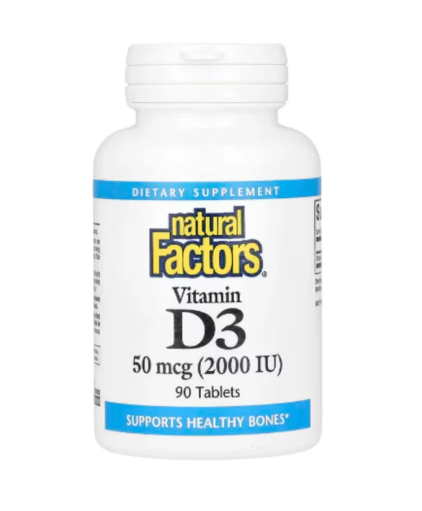 Natural Factors, Vitamin D3, 50 mcg (2,000 IU), 90 Tablets