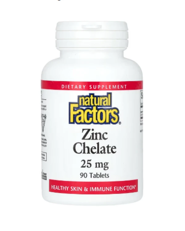 Natural Factors, Zinc Chelate, 25 mg, 90 Tablets