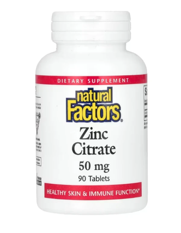 Natural Factors, Zinc Citrate, 50 mg, 90 Tablets