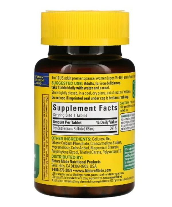 Nature Made, Iron, 65 mg, 180 Tablets