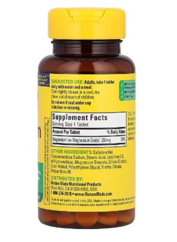 Nature Made, Magnesium, 250 mg, 100 Tablets