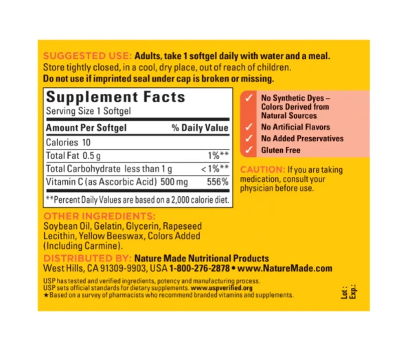Nature Made, Vitamin C Chewable, Orange, 500 mg, 60 Tablets