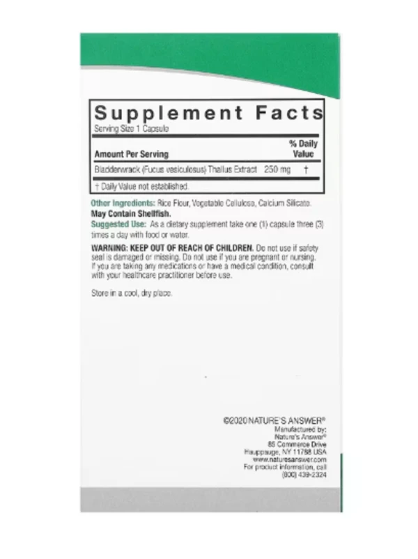 Nature's Answer, Bladderwrack, 250 mg, 90 Vegetarian Capsules