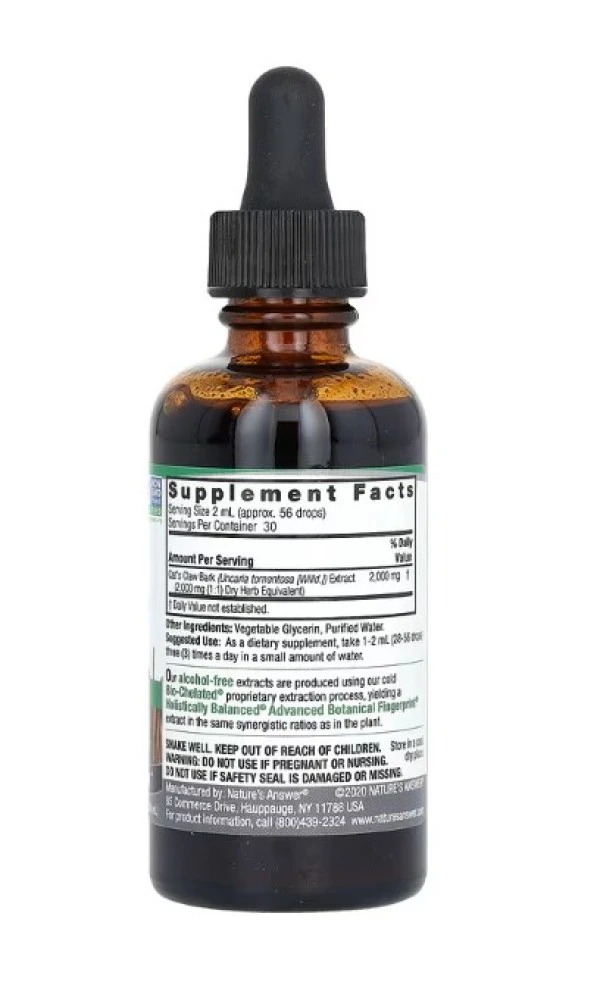 Nature's Answer, Cat's Claw Bark, Alcohol-Free, 2,000 mg, 2 fl oz (60 ml)