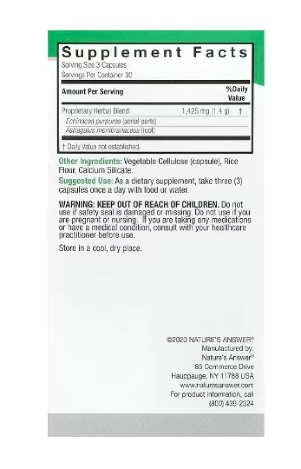 Nature's Answer, Echinacea & Astragalus, 90 Vegetarian Capsules