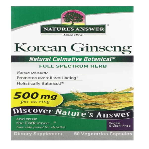 Nature's Answer, Korean Ginseng, 500 mg, 50 Vegetarian Capsules