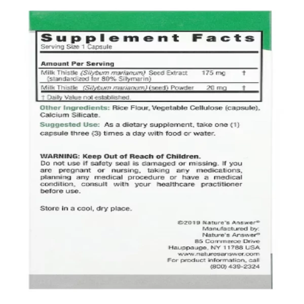 Nature's Answer, Milk Thistle, 140 mg, 120 Vegetarian Capsules