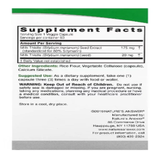 Nature's Answer, Milk Thistle, 60 Vegetarian Capsules