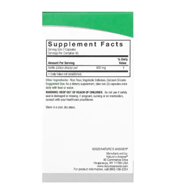Nature's Answer, Nettle, 600 mg, 90 Vegetarian Capsules (300 mg per Capsule)