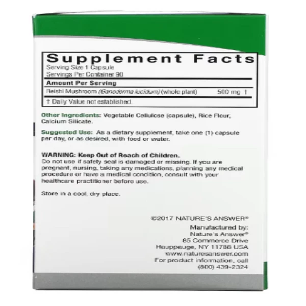 Nature's Answer, Reishi, 500 mg, 90 Vegetarian Capsules
