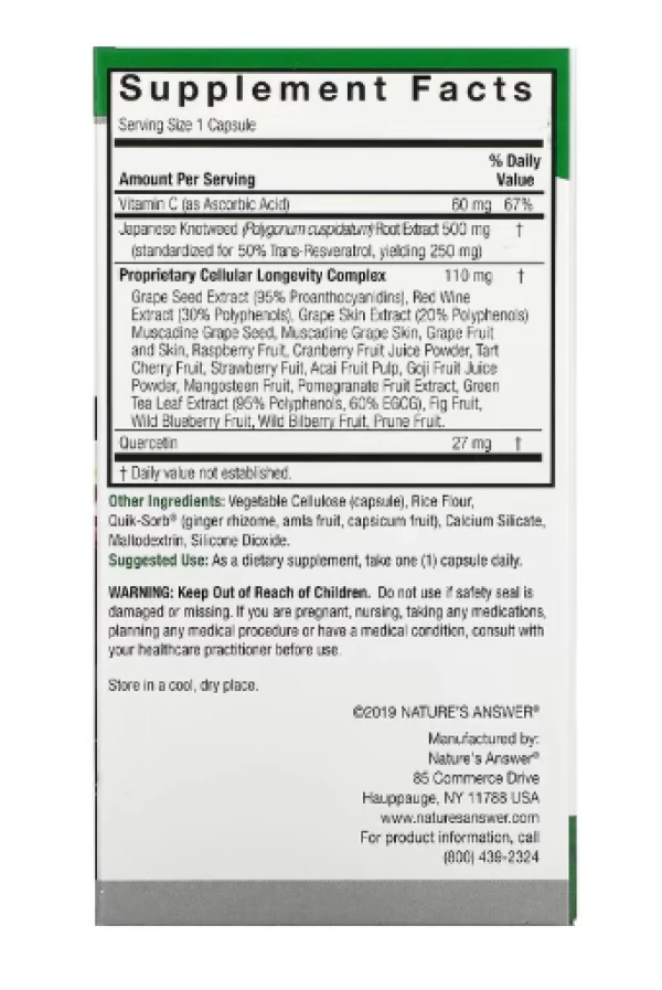 Nature's Answer, Resveratrol, 637 mg, 60 Vegetarian Capsules