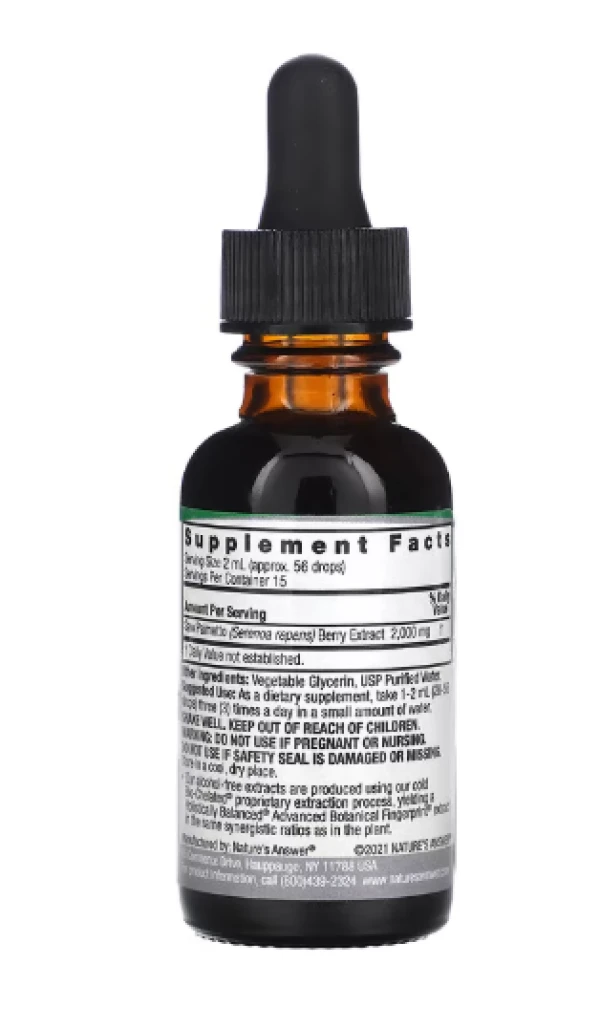 Nature's Answer, Saw Palmetto Extract, Alcohol-Free, 2,000 mg, 1 fl oz (30 ml) (1,000 mg per ml)