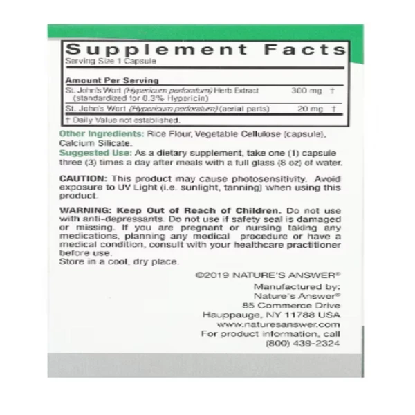 Nature's Answer, St. John's Wort, 320 mg, 60 Vegetarian Capsules