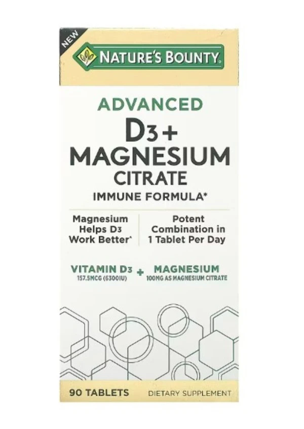 Nature's Bounty, Advanced D3 + Magnesium Citrate, 90 Tablets