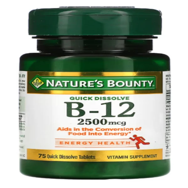 Nature's Bounty, B-12, Natural Cherry, 2,500 mcg, 75 Quick Dissolve Tablets