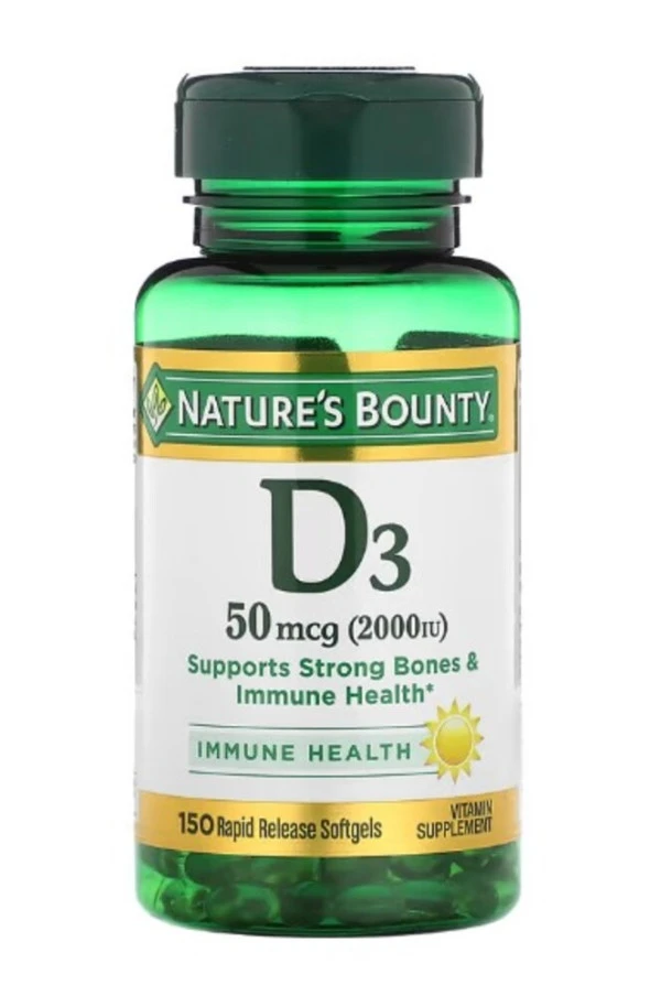 Nature's Bounty, D3 , 50 mcg (2,000 IU), 150 Rapid Release Softgels