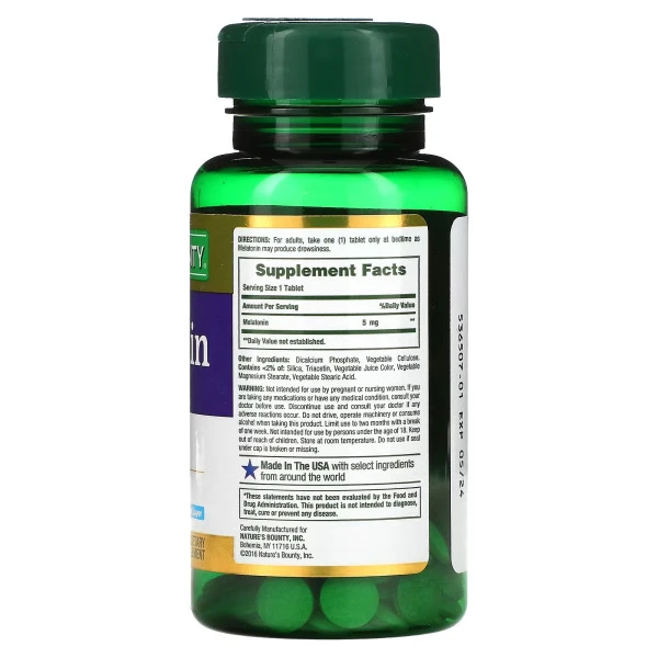 Nature's Bounty, Dual Spectrum, Melatonin, 5 mg, 60 Bi-Layer Tablets