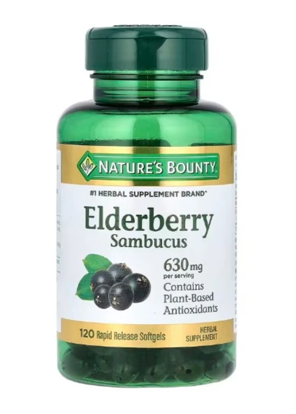 Nature's Bounty, Elderberry Sambucus, 630 mg, 120 Rapid Release Softgels (210 mg per Softgel)