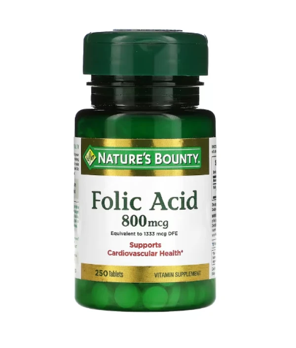 Nature's Bounty, Folic Acid, 800 mcg, 250 Tablets