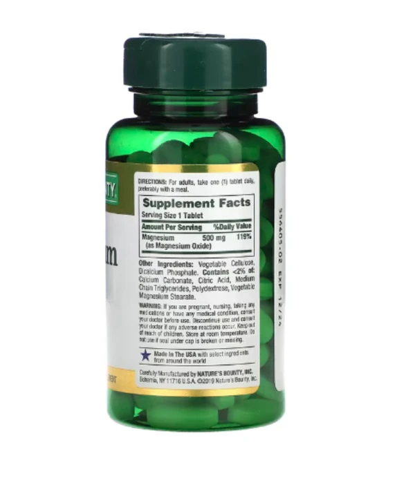 Nature's Bounty, Magnesium, 500 mg, 100 Coated Tablets