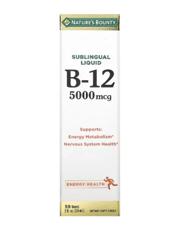 Nature's Bounty, Sublingual Liquid, Vitamin B12, 5,000 mcg, 2 fl oz (59 ml)
