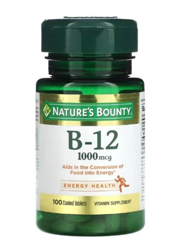 Nature's Bounty, Vitamin B-12, 1,000 mcg, 100 Coated Tablets