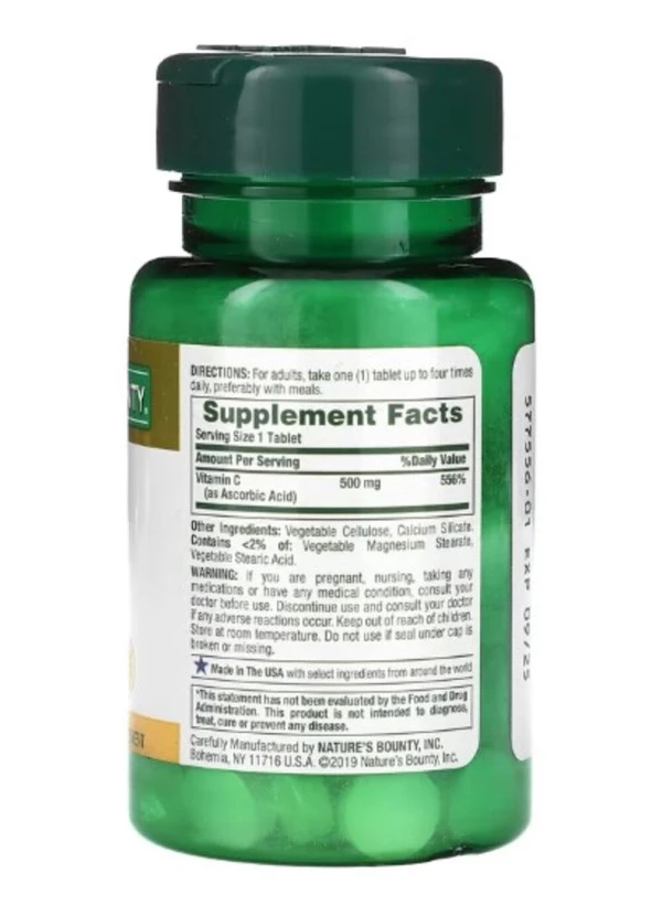 Nature's Bounty, Vitamin C, 500 mg, 100 Tablets