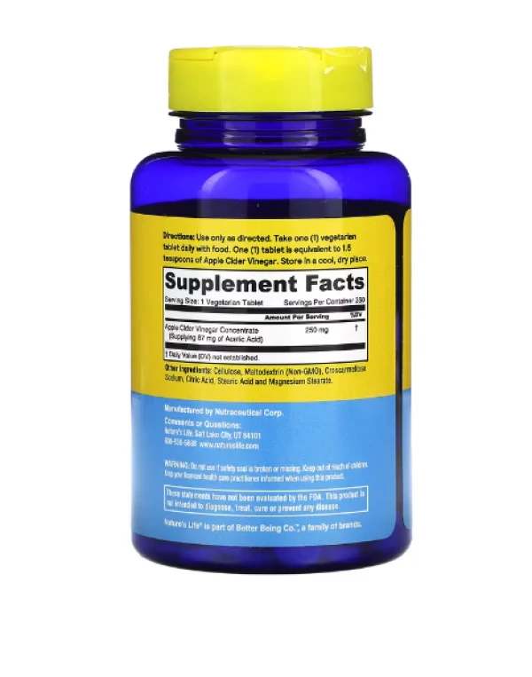Nature's Life, Apple Cider Vinegar, 250 mg, 250 Tablets