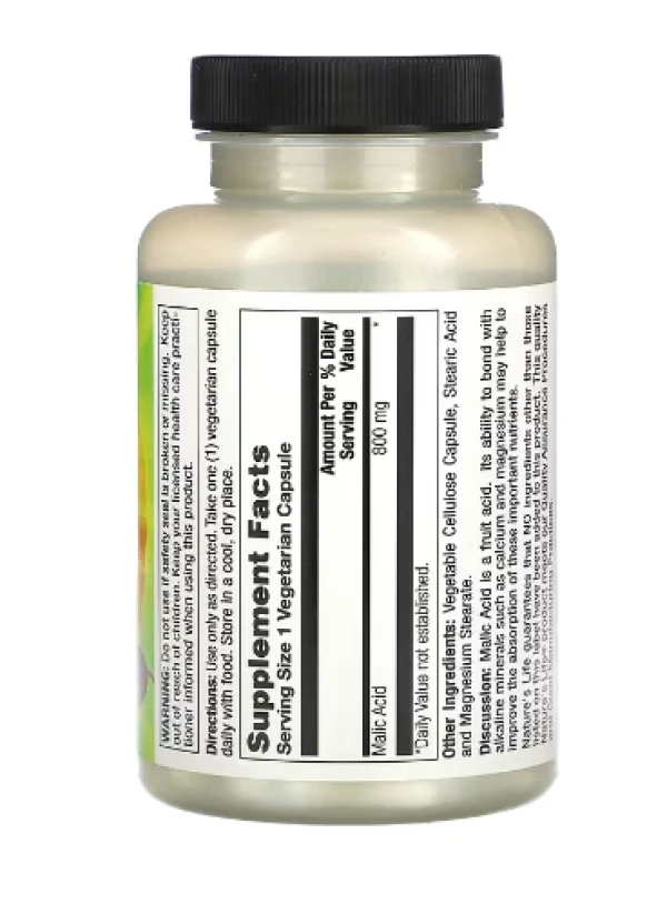 Nature's Life, Malic Acid , 800 mg, 100 Vegetarian Capsules
