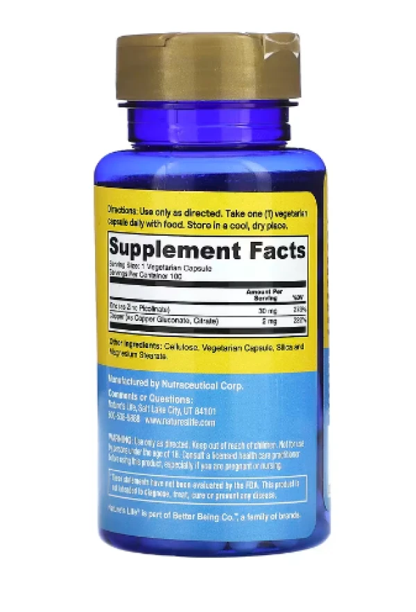 Nature's Life, Zinc , 30 mg, 100 Capsules