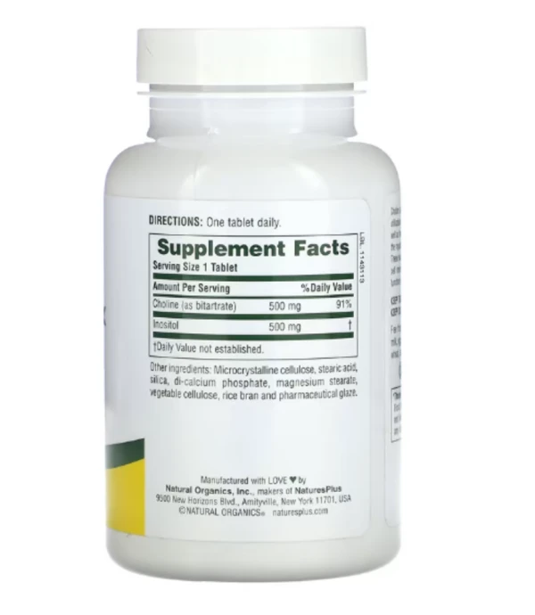 Nature's Plus, Choline & Inositol, 500/500 mg, 60 Tablets