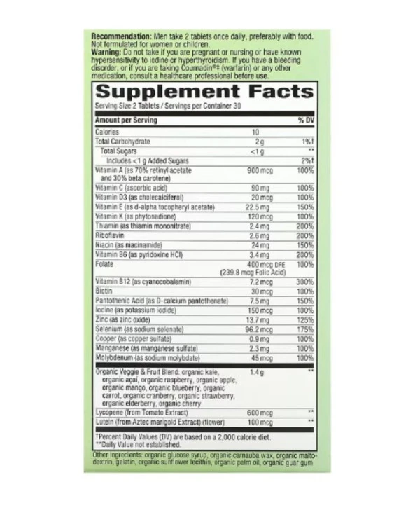 Nature's Way, Alive! Garden Goodness, Men's Multivitamin, 60 Tablets