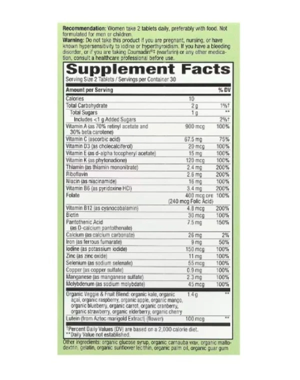 Nature's Way, Alive! Garden Goodness, Women's Multivitamin, 60 Tablets