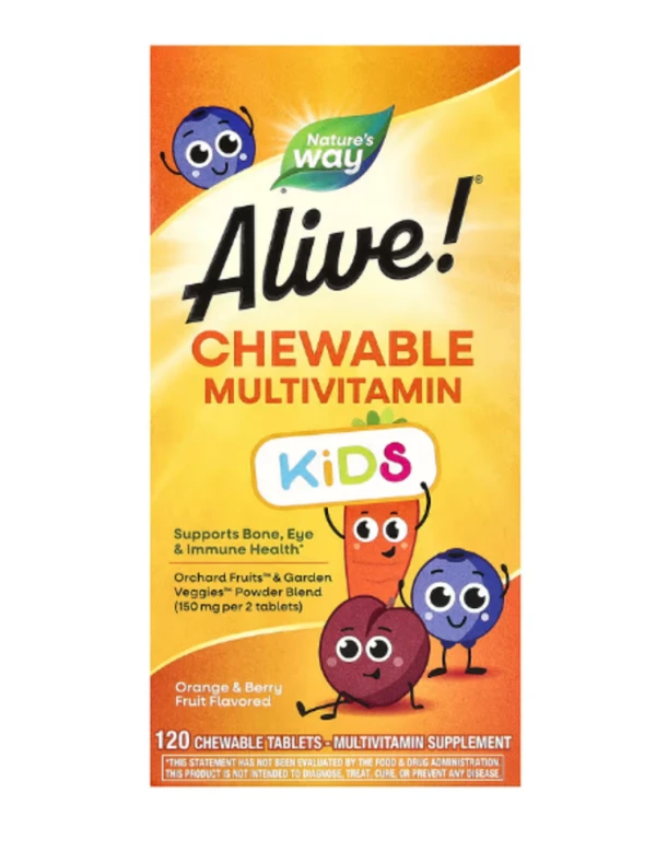 Nature's Way, Alive! Kid's Chewable Multivitamin, Orange & Berry, 120 Chewable Tablets