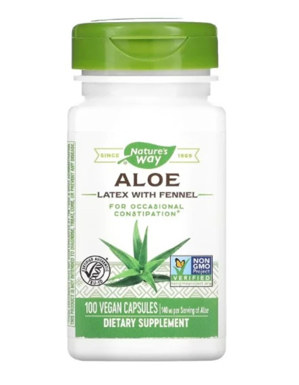 Nature's Way, Aloe Latex with Fennel, 140 mg, 100 Vegan Capsules