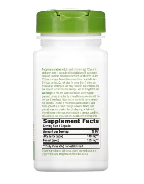 Nature's Way, Aloe Latex with Fennel, 140 mg, 100 Vegan Capsules