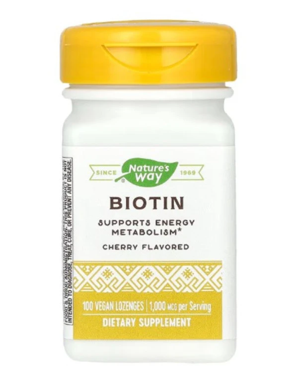 Nature's Way, Biotin, Cherry, 1,000 mcg, 100 Vegan Lozenges
