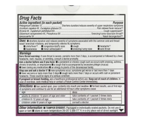 Nature's Way, Fast Actives, Umcka, Cold + Flu, Berry, 10 Packets, 0.03 oz (0.9 g) each