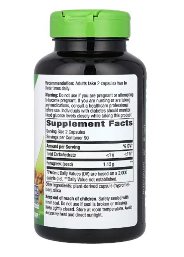 Nature's Way, Fenugreek Seed, 1,220 mg, 180 Vegan Capsules (610 mg per Capsule)