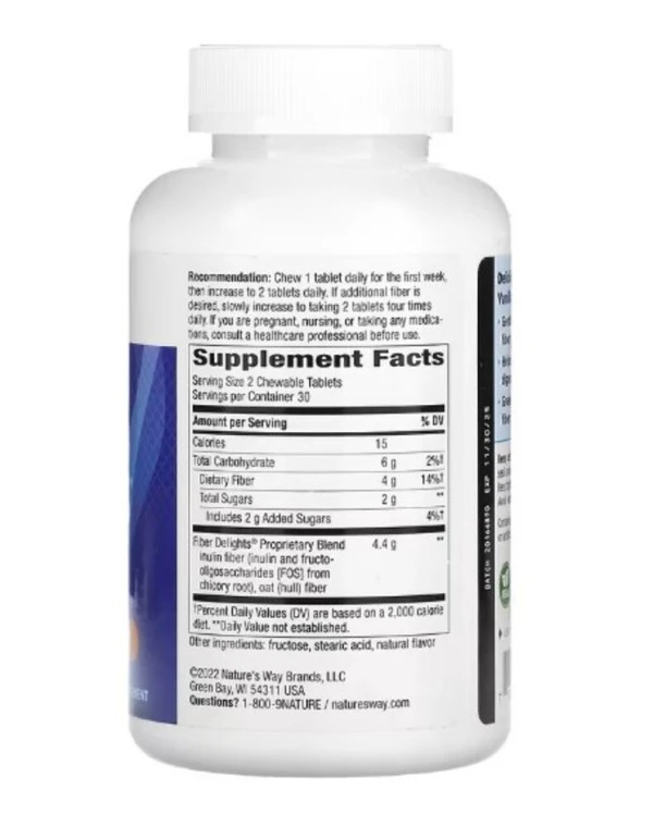 Nature's Way, Fiber Delights, Vanilla , 60 Chewable Tablets