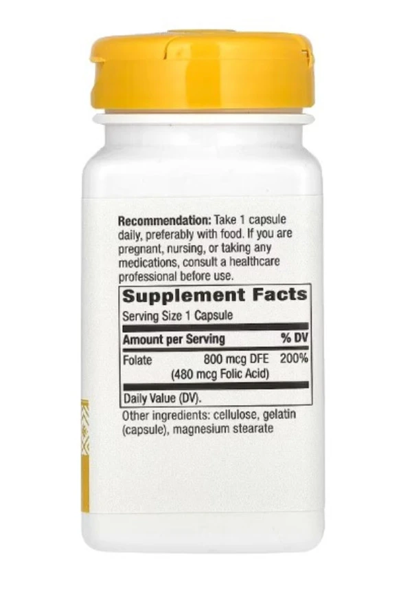 Nature's Way, Folate, 800 mcg, 100 Capsules