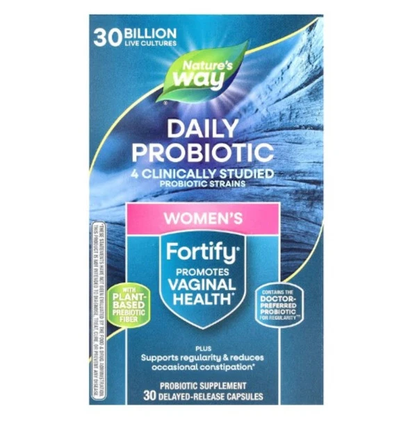 Nature's Way, Fortify, Women's Probiotic + Prebiotics, Everyday Care, 30 Billion, 30 Delayed-Release Capsules