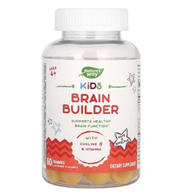 Nature's Way, Kids Brain Builder Gummies, Ages 4+, Lemonade, 60 Gummies
